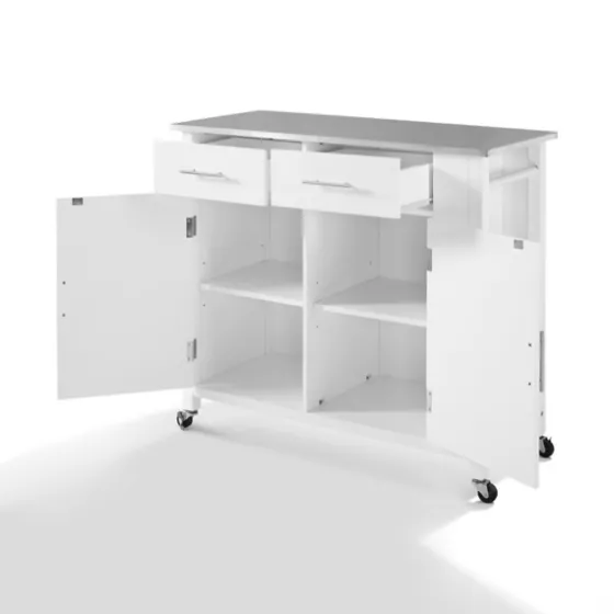 Susanne White And Stainless Steel Kitchen Island-Kirkland's Home Online