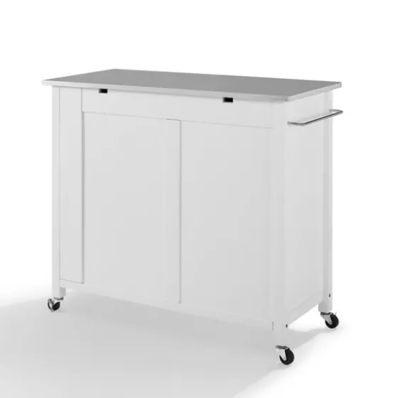 Susanne White And Stainless Steel Kitchen Island-Kirkland's Home Online