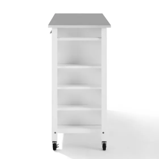 Susanne White And Stainless Steel Kitchen Island-Kirkland's Home Online