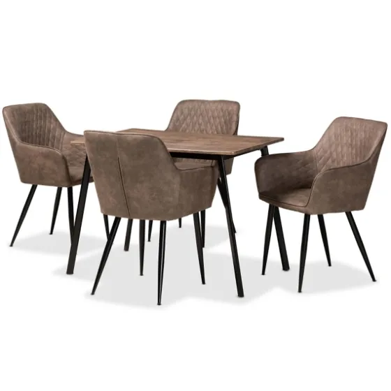 Table And Leather Bucket Chairs 5-Pc. Dining Set-Kirkland's Home Shop
