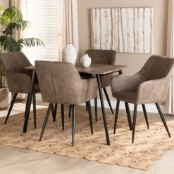 Table And Leather Bucket Chairs 5-Pc. Dining Set-Kirkland's Home Shop