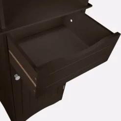 Tall Espresso Open Shelves Cabinet-Kirkland's Home Best Sale