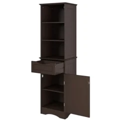 Tall Espresso Open Shelves Cabinet-Kirkland's Home Best Sale