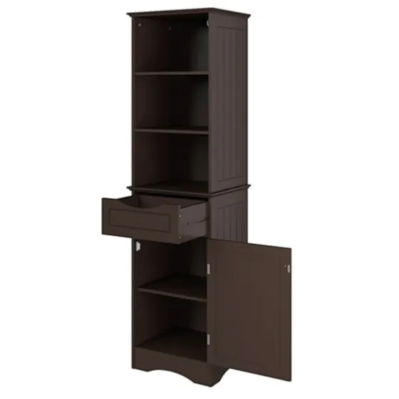 Tall Espresso Open Shelves Cabinet-Kirkland's Home Best Sale