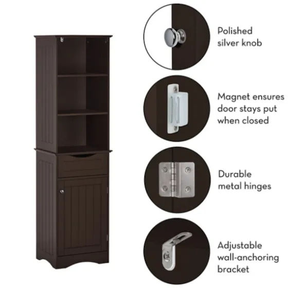 Tall Espresso Open Shelves Cabinet-Kirkland's Home Best Sale