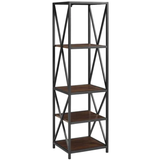 Tall Metal X-Framed Dark Walnut Bookshelf-Kirkland's Home Cheap