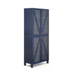 Tall Navy Triangle 4-Door Wood Cabinet-Kirkland's Home Clearance