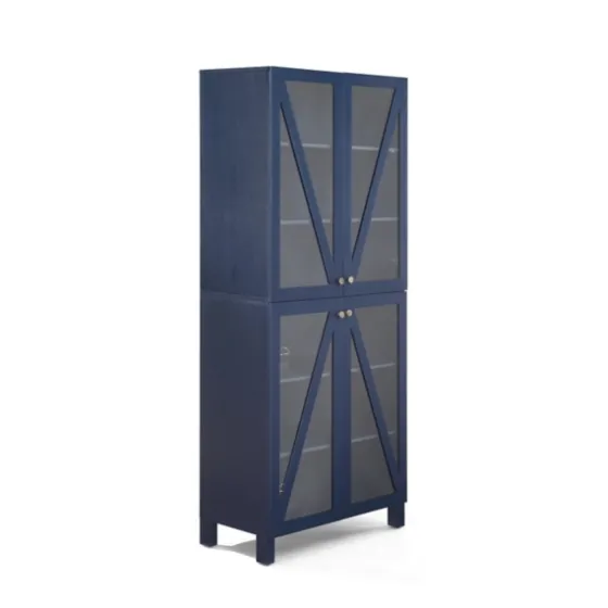 Tall Navy Triangle 4-Door Wood Cabinet-Kirkland's Home Clearance