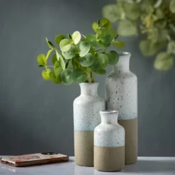 Tall Terracotta Two-Toned Speckled Vases, Set Of 3-Kirkland's Home Discount