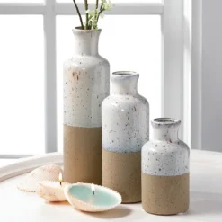 Tall Terracotta Two-Toned Speckled Vases, Set Of 3-Kirkland's Home Discount