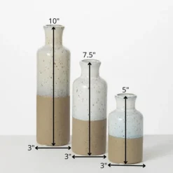 Tall Terracotta Two-Toned Speckled Vases, Set Of 3-Kirkland's Home Discount
