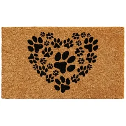 Tan And Black Coir Heart Paws Doormat-Kirkland's Home Cheap