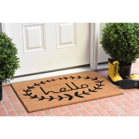 Tan And Black Evergreen Hello Doormat, 36X24 In.-Kirkland's Home Cheap
