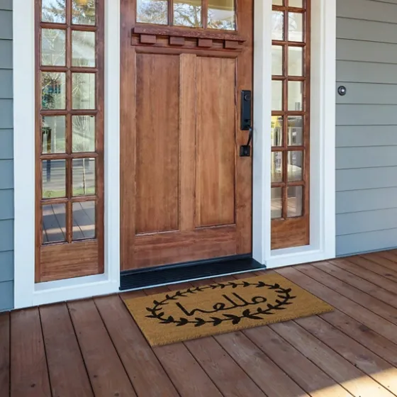 Tan And Black Evergreen Hello Doormat, 36X24 In.-Kirkland's Home Cheap