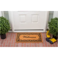 Tan And Black Scroll Welcome Doormat, 29X17 In.-Kirkland's Home Store