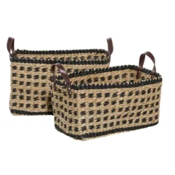 Tan And Black Woven Baskets, Set Of 2-Kirkland's Home Clearance