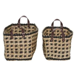 Tan And Black Woven Baskets, Set Of 2-Kirkland's Home Clearance