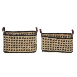 Tan And Black Woven Baskets, Set Of 2-Kirkland's Home Clearance