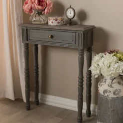 Tan And Gray Ornate Ball Turned Console Table-Kirkland's Home Best Sale
