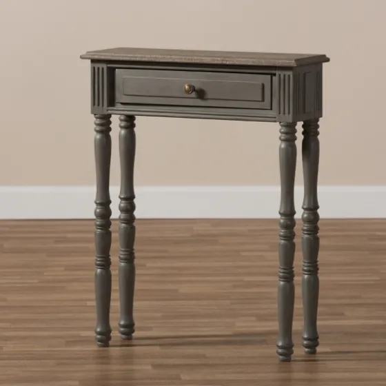 Tan And Gray Ornate Ball Turned Console Table-Kirkland's Home Best Sale