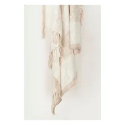 Tan And Ivory Striped Woven Cotton Throw-Kirkland's Home New