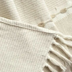Tan And White Herringbone Stripe Throw-Kirkland's Home New