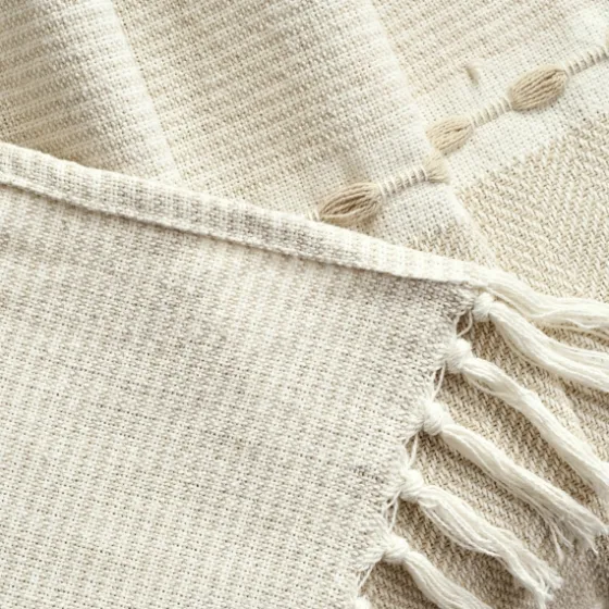 Tan And White Herringbone Stripe Throw-Kirkland's Home New