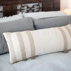 Tan And White Outer Striped Lumbar Pillow-Kirkland's Home Fashion