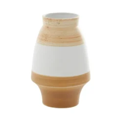 Tan And White Striped Coastal Ceramic Vase, 13 In.-Kirkland's Home Online