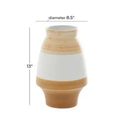 Tan And White Striped Coastal Ceramic Vase, 13 In.-Kirkland's Home Online