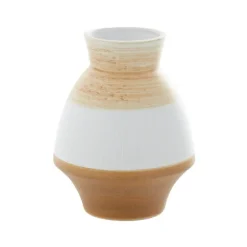 Tan And White Striped Coastal Ceramic Vase, 9 In.-Kirkland's Home Discount