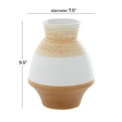 Tan And White Striped Coastal Ceramic Vase, 9 In.-Kirkland's Home Discount