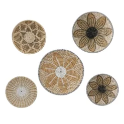 Tan Bohemian Seagrass 5-Pc. Wall Plaque Set-Kirkland's Home Clearance