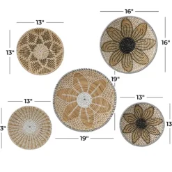 Tan Bohemian Seagrass 5-Pc. Wall Plaque Set-Kirkland's Home Clearance