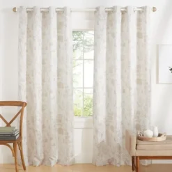 Tan Floral 2-Pc. Curtain Panel Set, 96 In.-Kirkland's Home Store