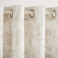 Tan Floral 2-Pc. Curtain Panel Set, 96 In.-Kirkland's Home Store