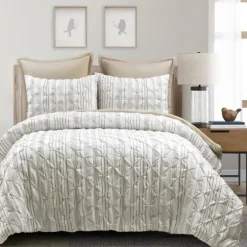 Tan Pintuck Stripe King 5-Pc. Comforter Set-Kirkland's Home New