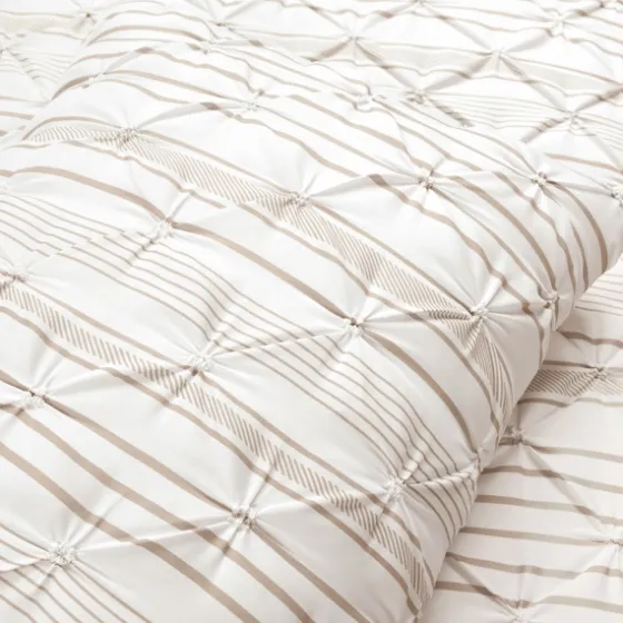 Tan Pintuck Stripe King 5-Pc. Comforter Set-Kirkland's Home New