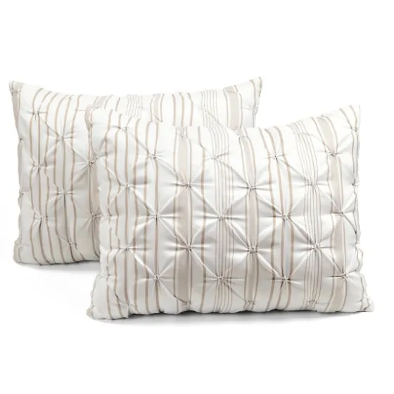 Tan Pintuck Stripe King 5-Pc. Comforter Set-Kirkland's Home New