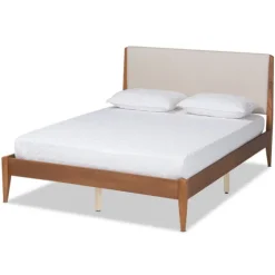 Tan Upholstered Brown Wood King Platform Bed-Kirkland's Home Best