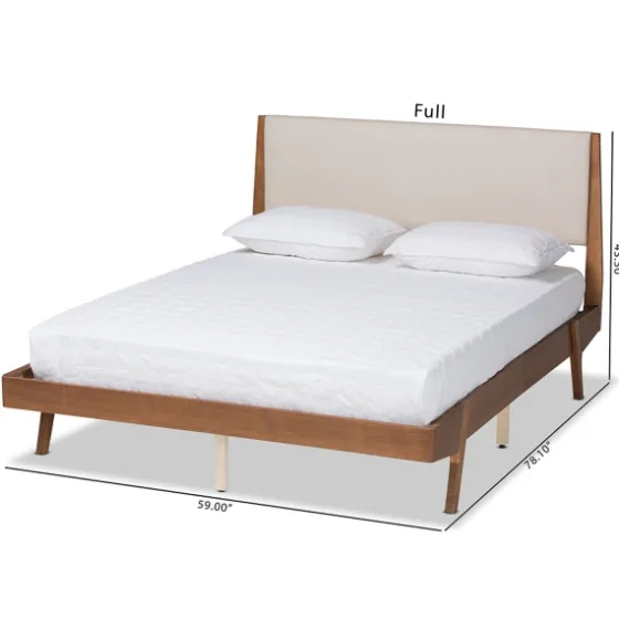 Tan Upholstered Brown Wood Full Platform Bed-Kirkland's Home Flash Sale