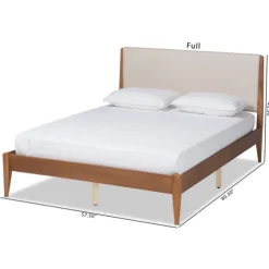 Tan Upholstered Classic Wood Full Platform Bed-Kirkland's Home Sale