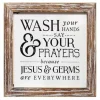 Tan Wood Wash Hands Say Prayers Framed Wall Plaque-Kirkland's Home Cheap