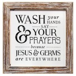 Tan Wood Wash Hands Say Prayers Framed Wall Plaque-Kirkland's Home Cheap
