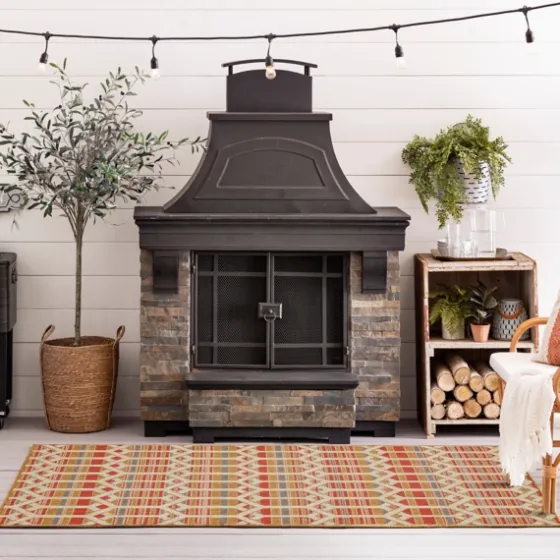 Tandoori Geometric Trellis Outdoor Area Rug, 5X7-Kirkland's Home Discount