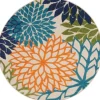 Tangerine Floral Burst Round Outdoor Area Rug-Kirkland's Home Cheap