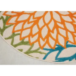 Tangerine Floral Burst Round Outdoor Area Rug-Kirkland's Home Cheap