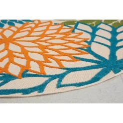 Tangerine Floral Burst Round Outdoor Area Rug-Kirkland's Home Cheap