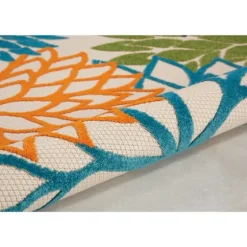 Tangerine Floral Burst Round Outdoor Area Rug-Kirkland's Home Cheap