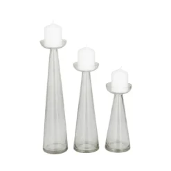 Tapered Glass Pillar Candle Holders, Set Of 3-Kirkland's Home Cheap